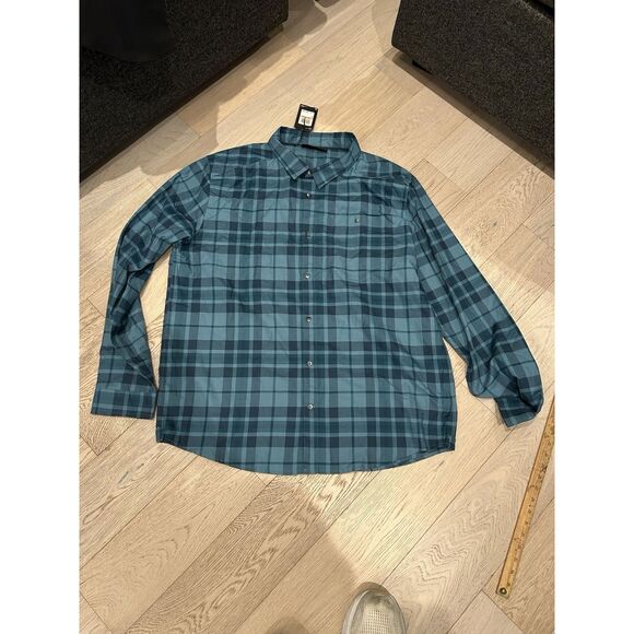 Under Armour Mens 3XL Blue Plaid Long Sleeve Button Up Shirt Tradesman Flannel - Picture 1 of 7